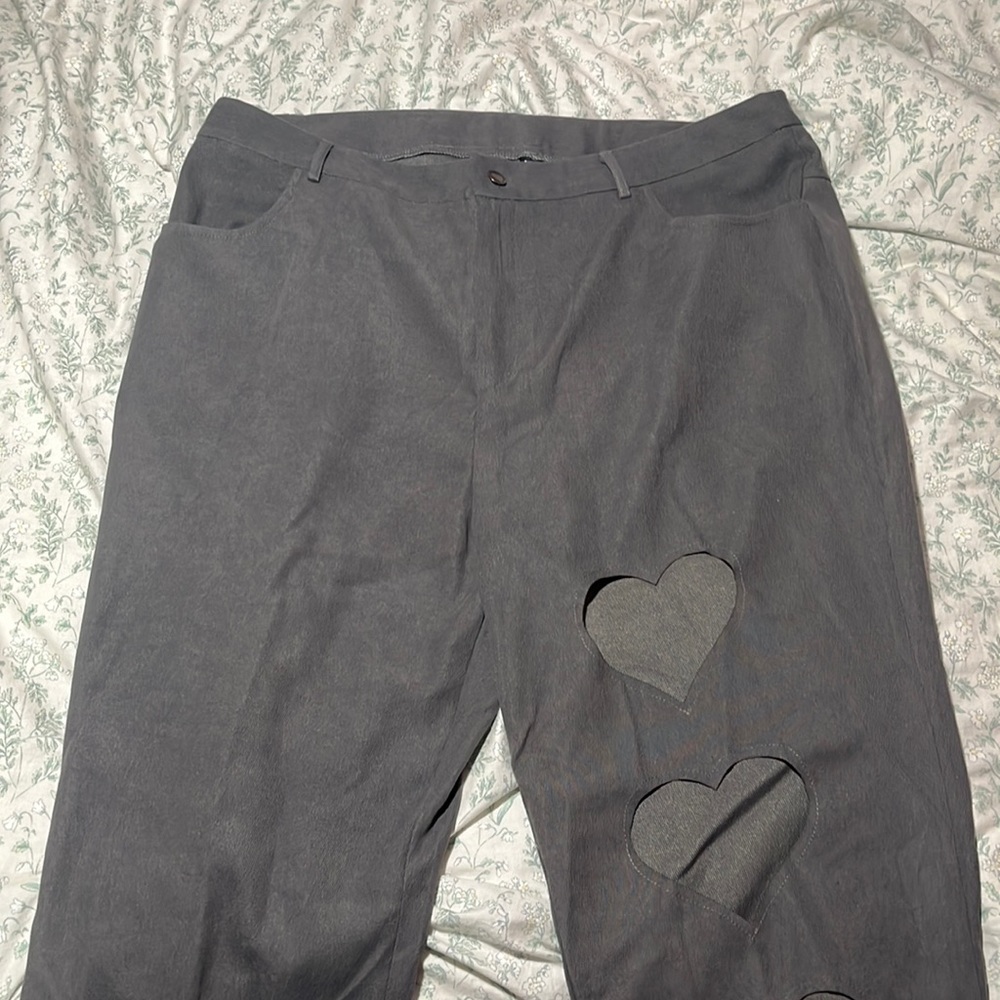 Grey shein curve heart detail pants